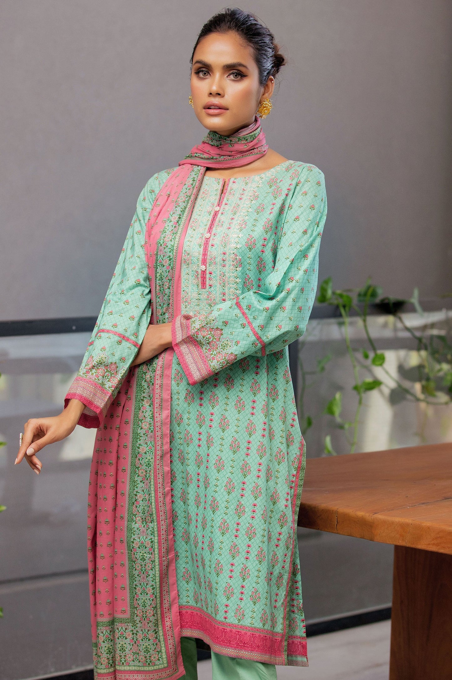 Unstitched 2 Piece Embroidered Lawn Suit