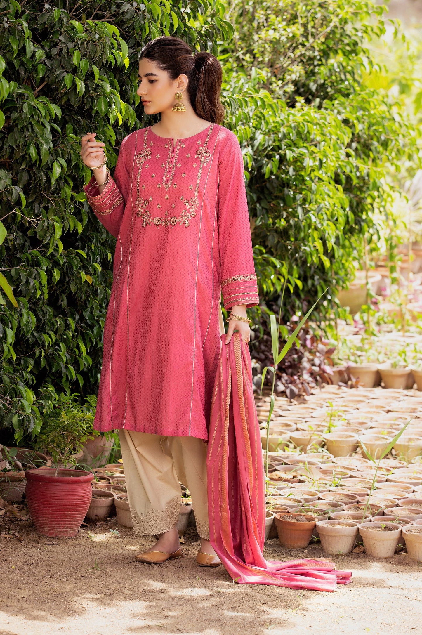 Stitched 2 Piece Embroidered Dobby Suit