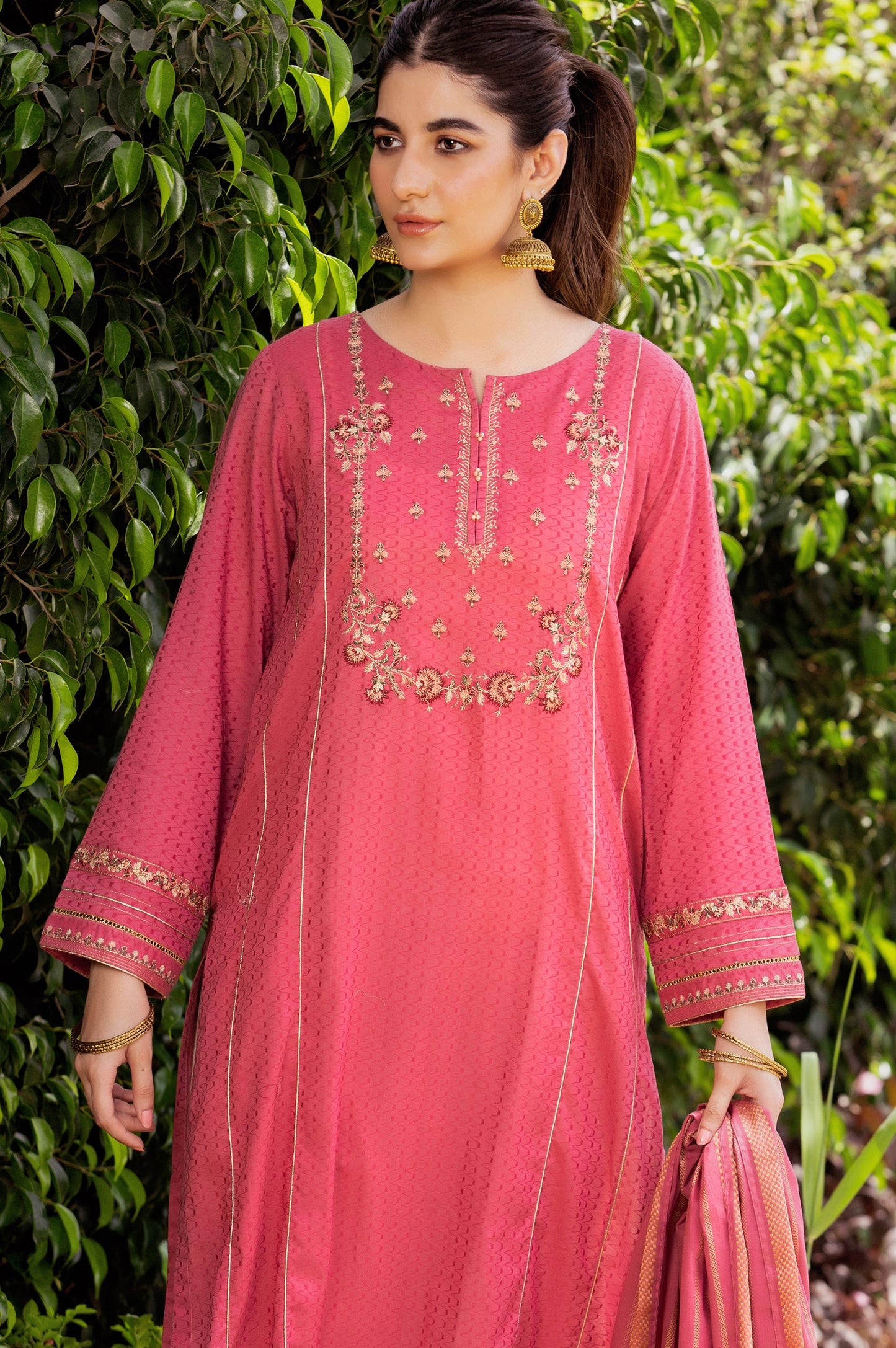 Stitched 2 Piece Embroidered Dobby Suit