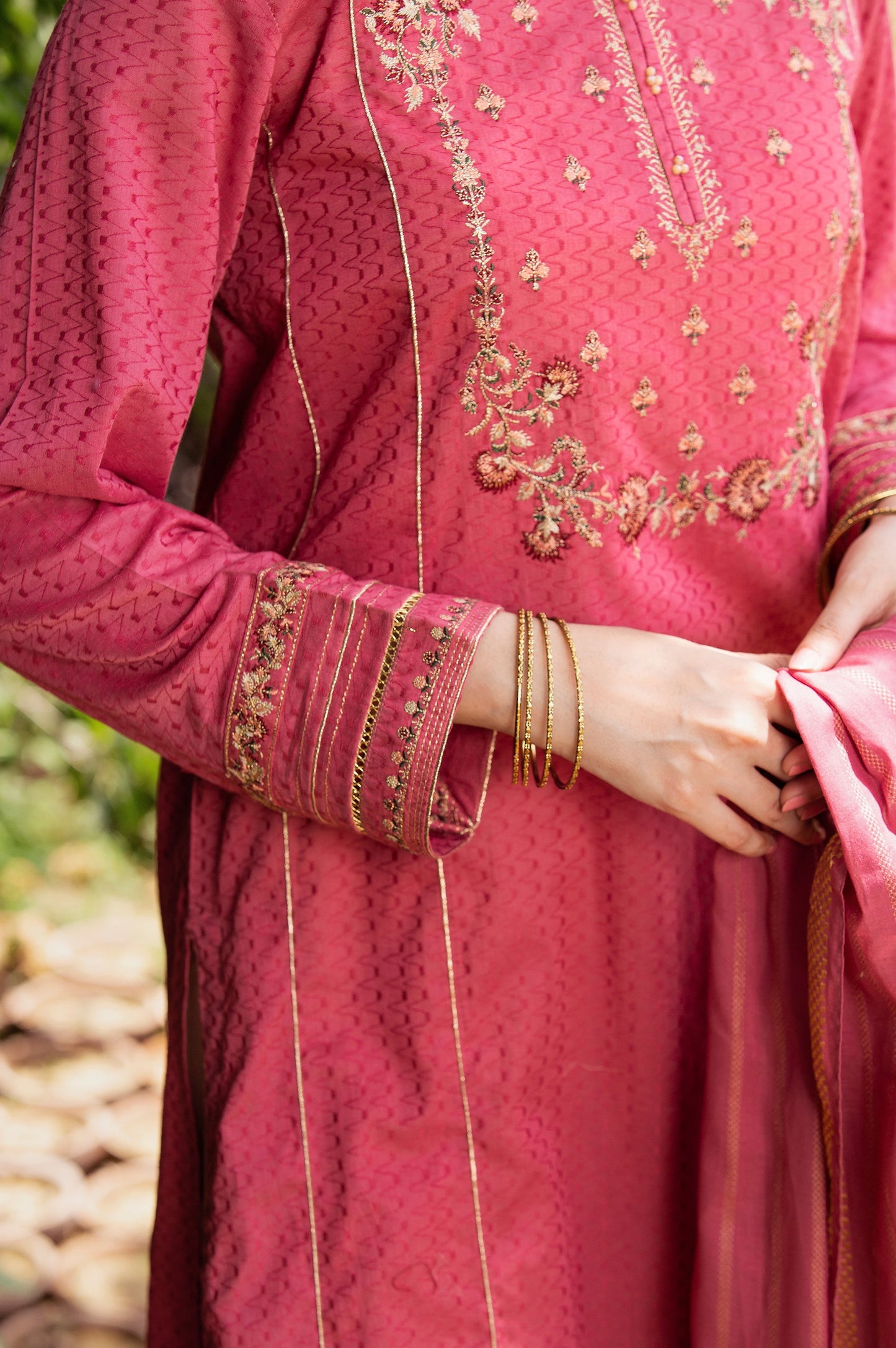 Stitched 2 Piece Embroidered Dobby Suit