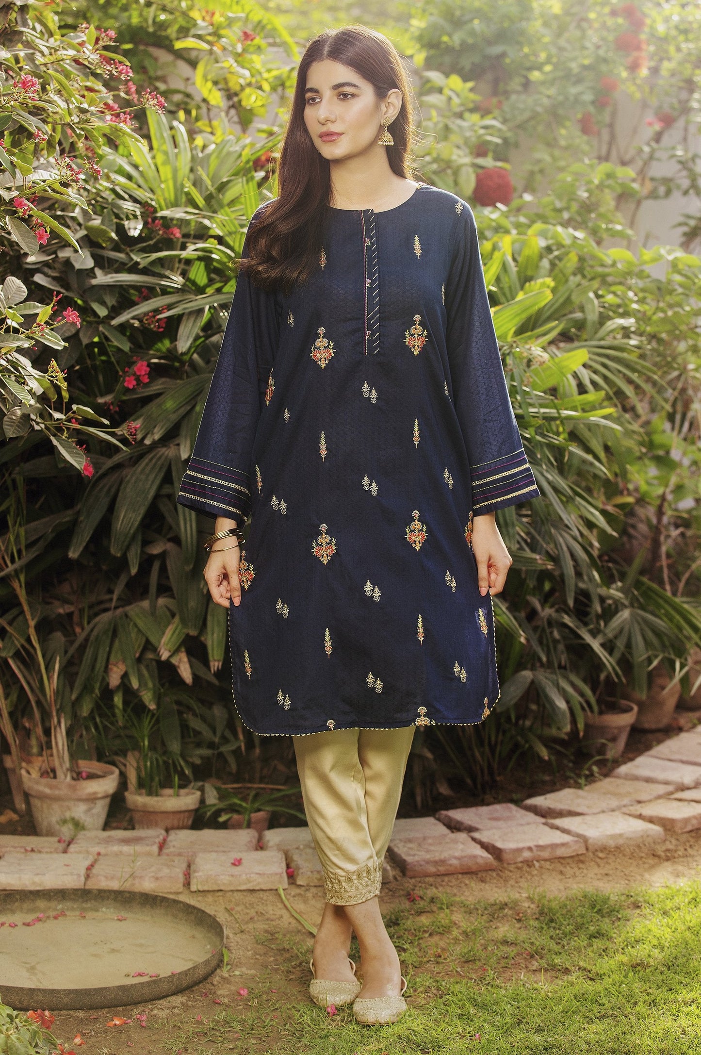 Stitched 1 Piece Embroidered Needle Chikan Shirt