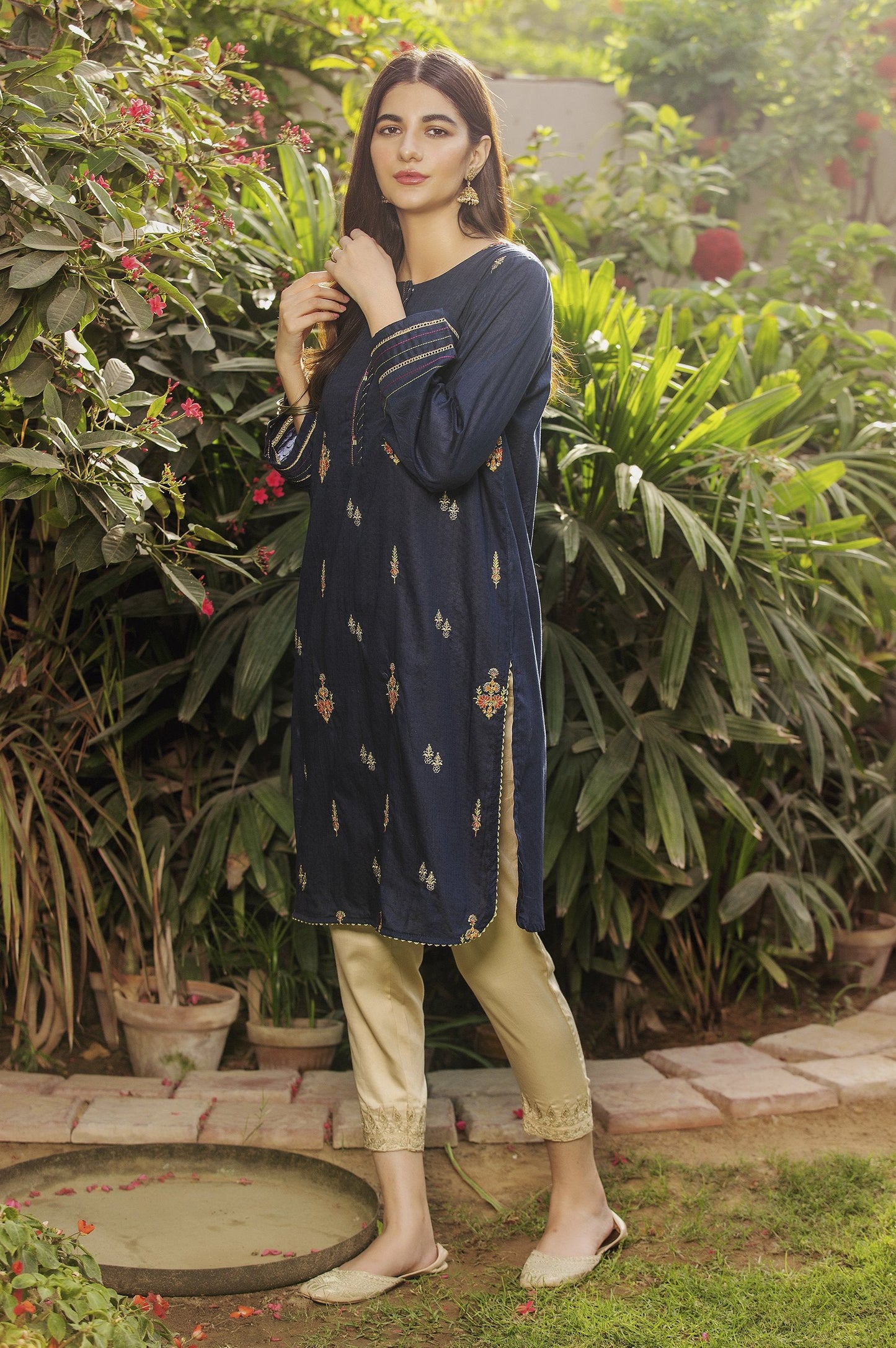 Stitched 1 Piece Embroidered Needle Chikan Shirt