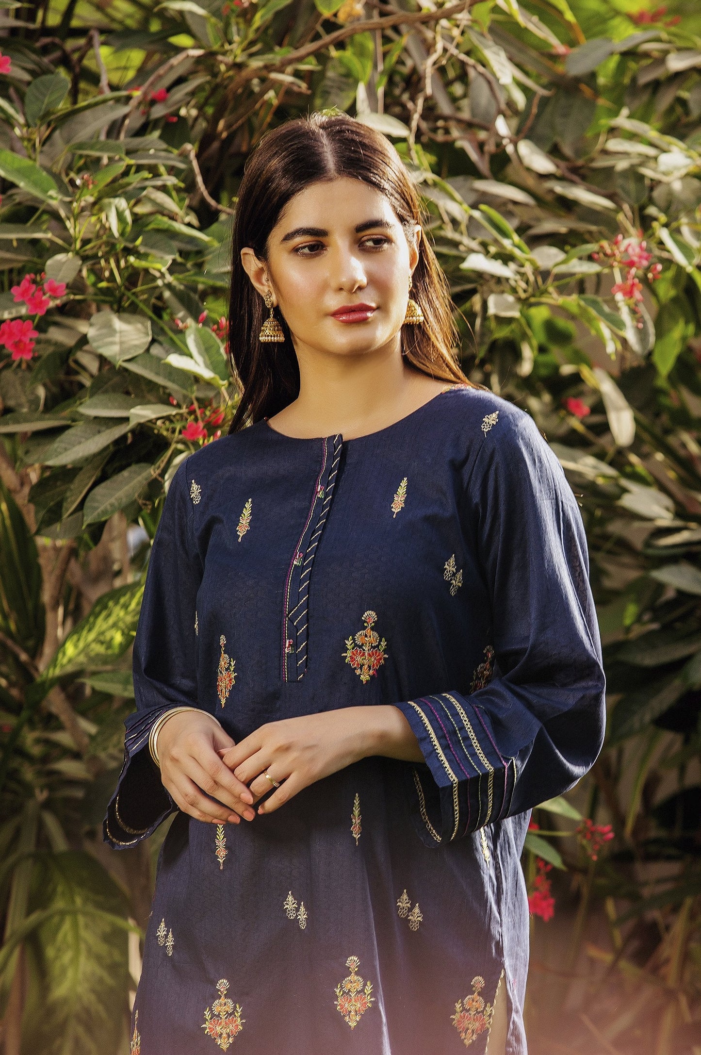 Stitched 1 Piece Embroidered Needle Chikan Shirt