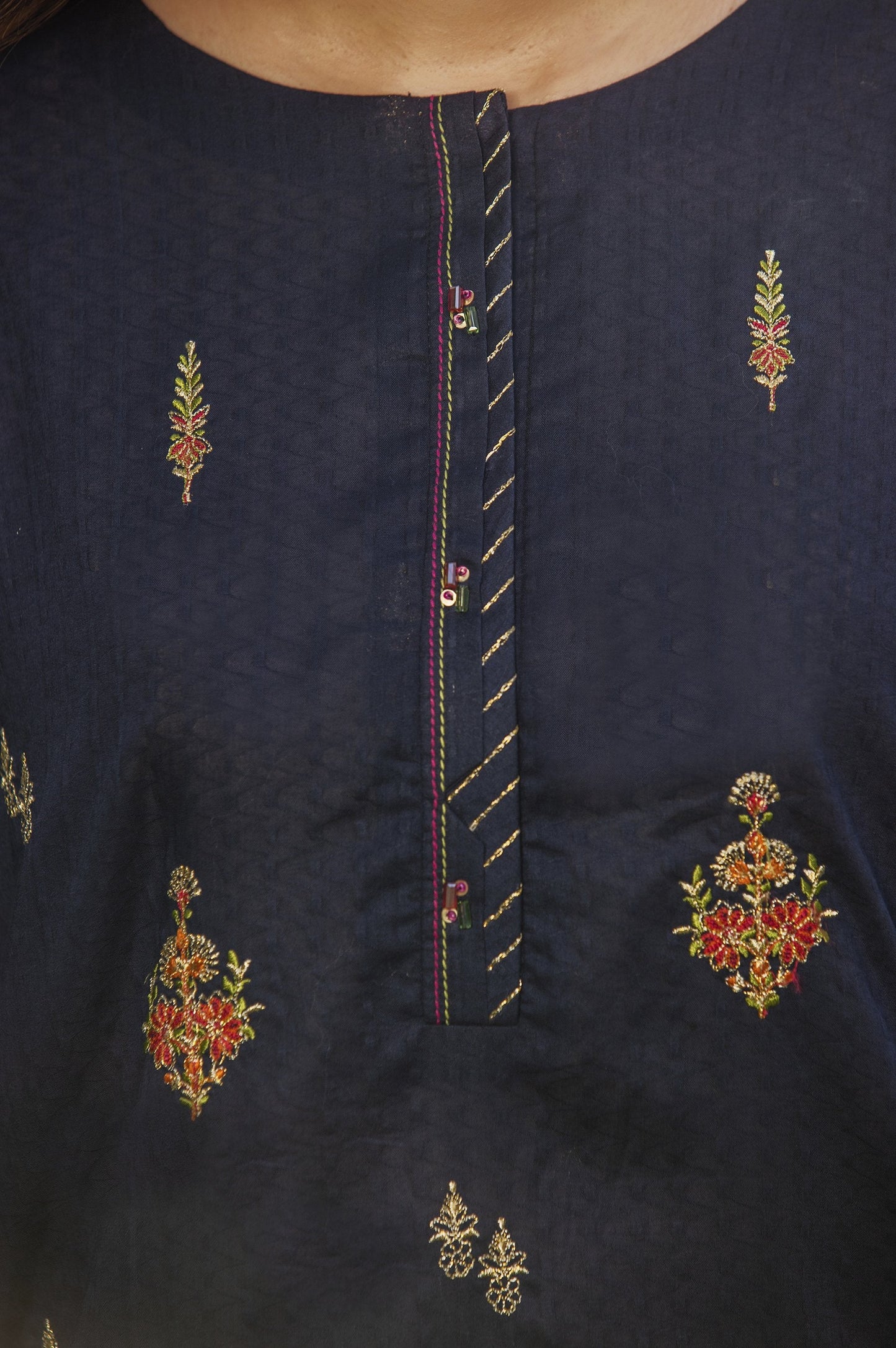 Stitched 1 Piece Embroidered Needle Chikan Shirt