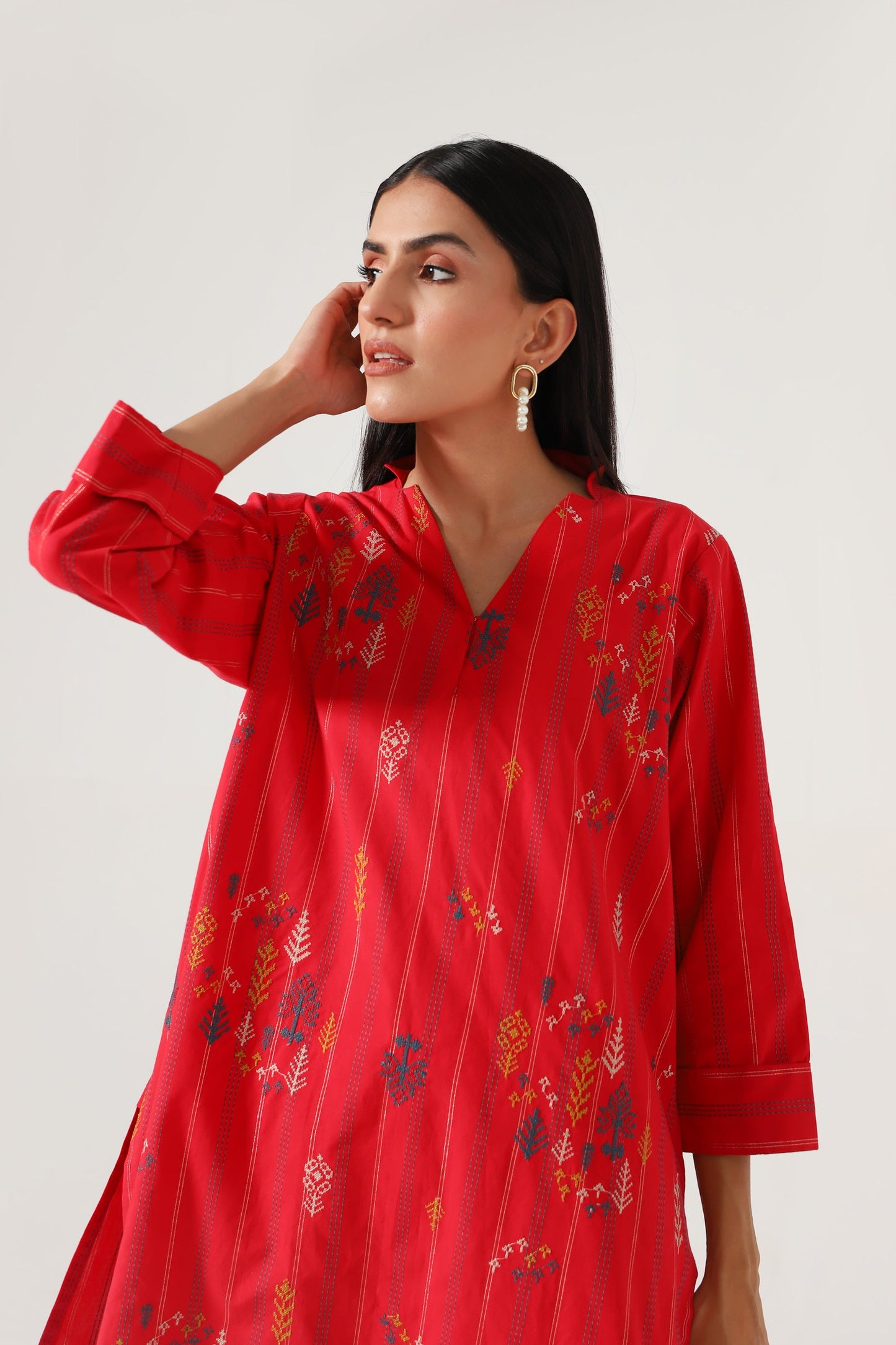 Stitched 2 Piece Embroidered Yarn Dyed Suit