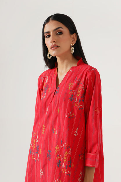 Stitched 2 Piece Embroidered Yarn Dyed Suit