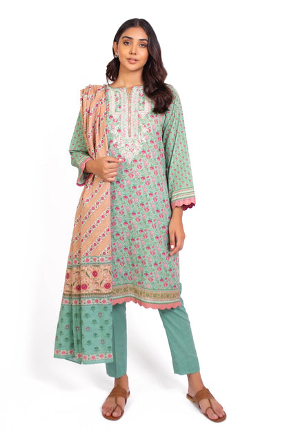 Stitched 3 Piece Embroidered Khaddar Suit