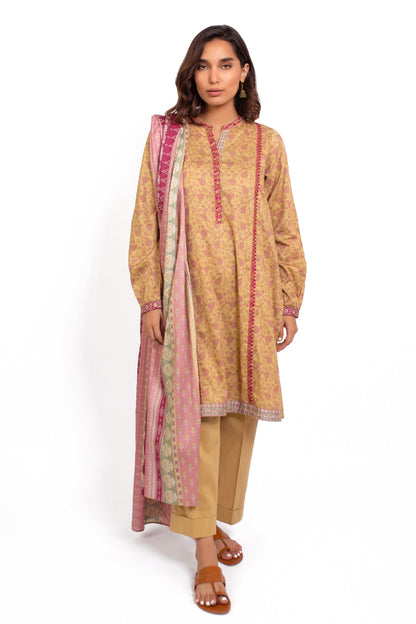 Stitched 3 Piece Embroidered Cottel Suit