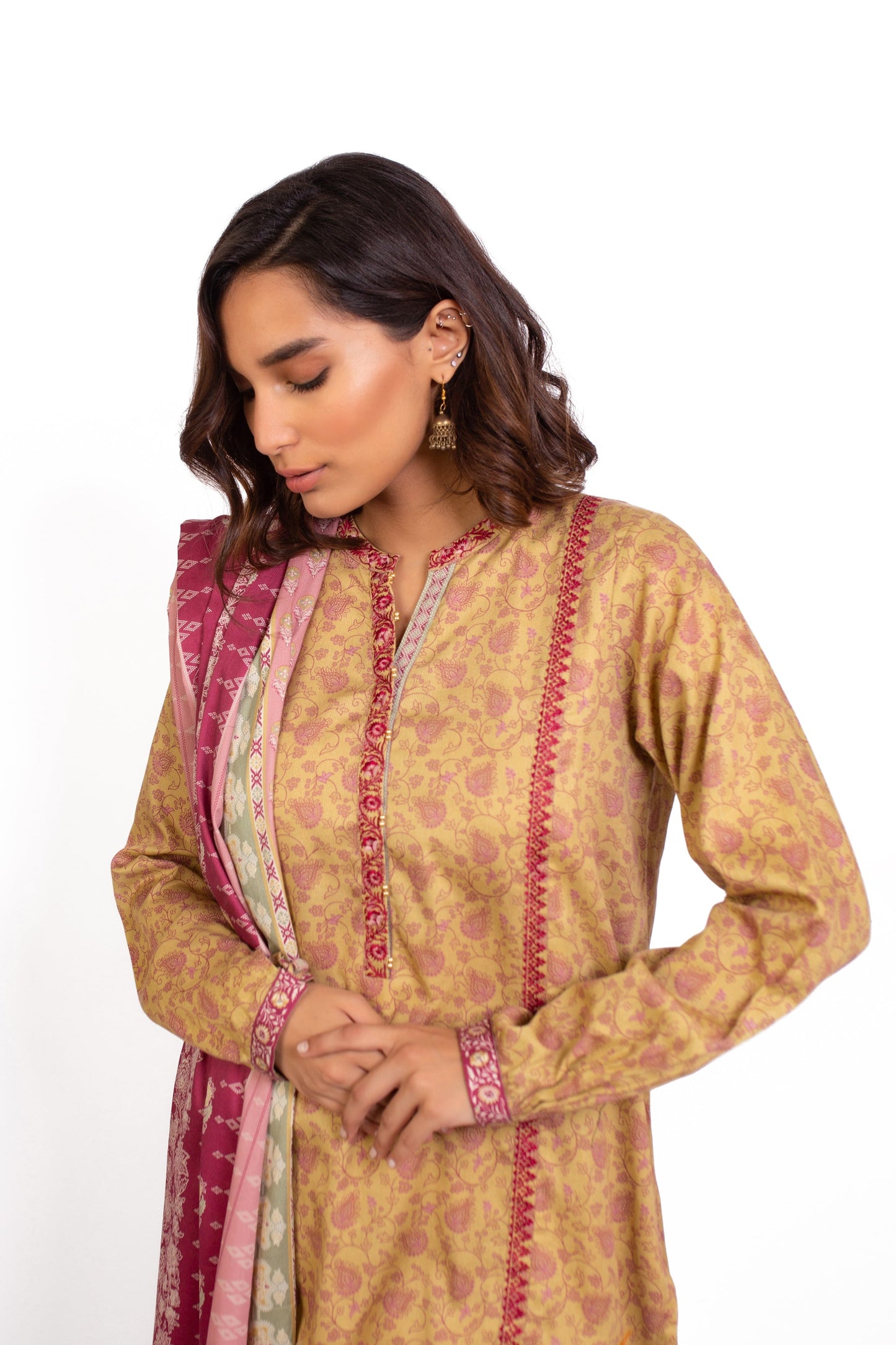 Stitched 3 Piece Embroidered Cottel Suit