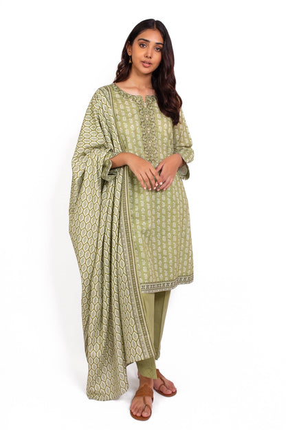 Stitched 3 Piece Embroidered Khaddar Suit