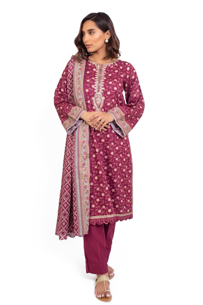 Stitched 3 Piece Embroidered Cottel Suit