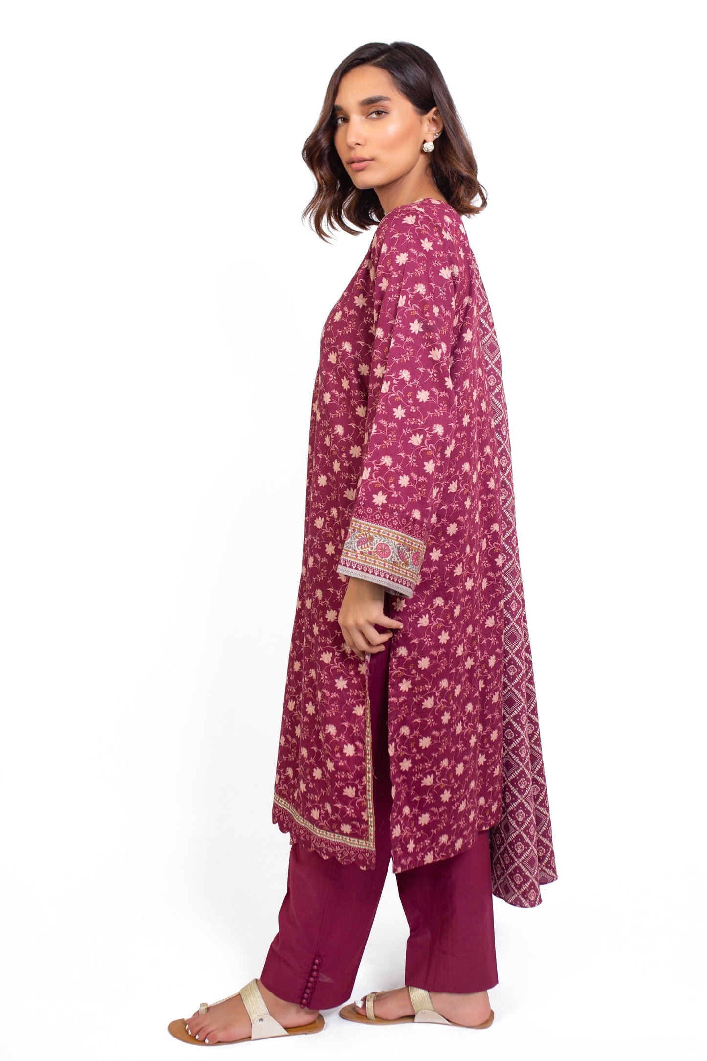 Stitched 3 Piece Embroidered Cottel Suit