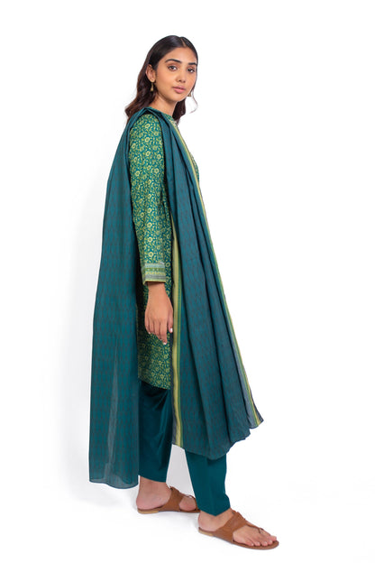 Stitched 3 Piece Embroidered Cottel Suit