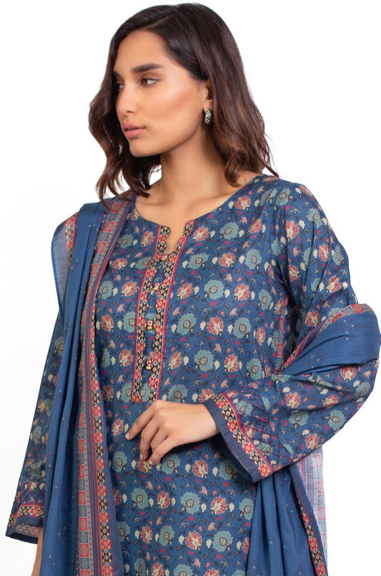 Stitched 3 Piece Printed Khaddar Suit