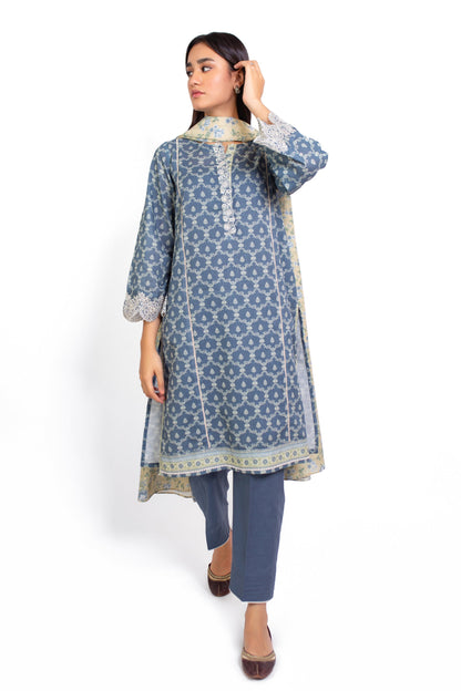 Stitched 3 Piece Embroidered Karandi Suit
