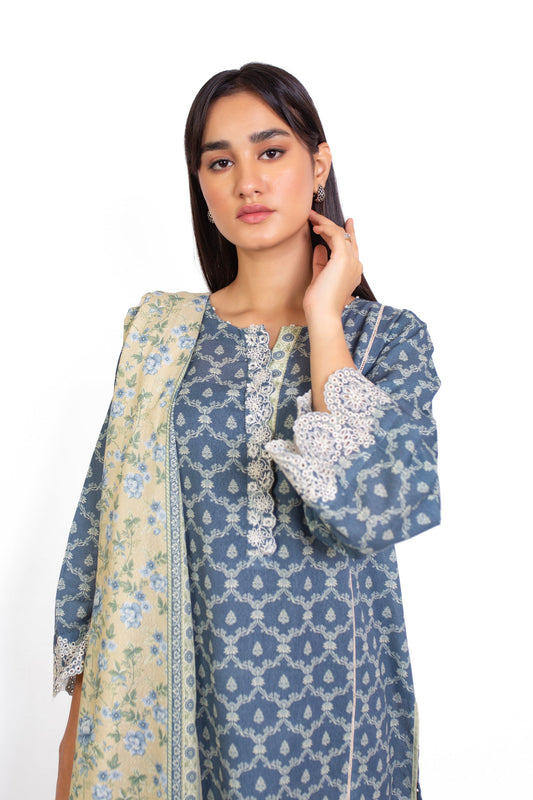 Unstitched 3 Piece Embroidered Karandi Suit