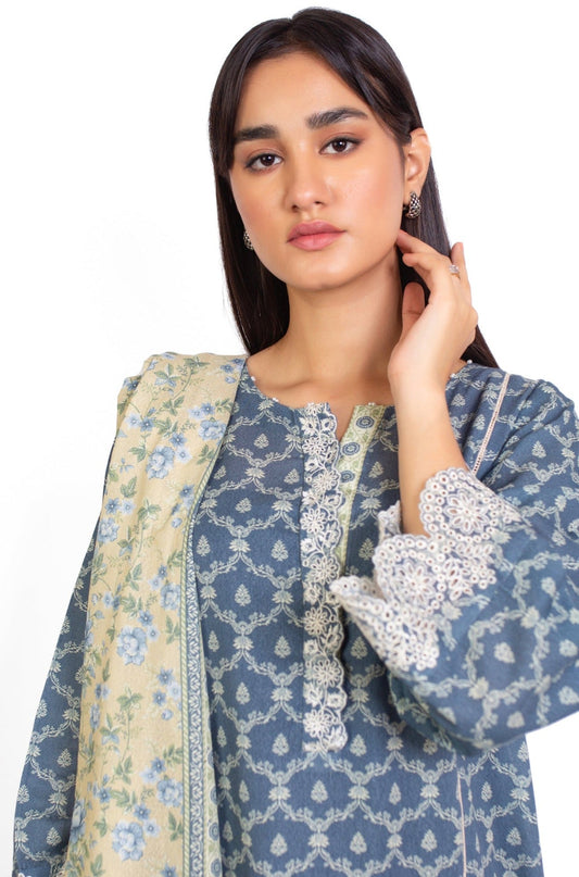 Stitched 3 Piece Embroidered Karandi Suit