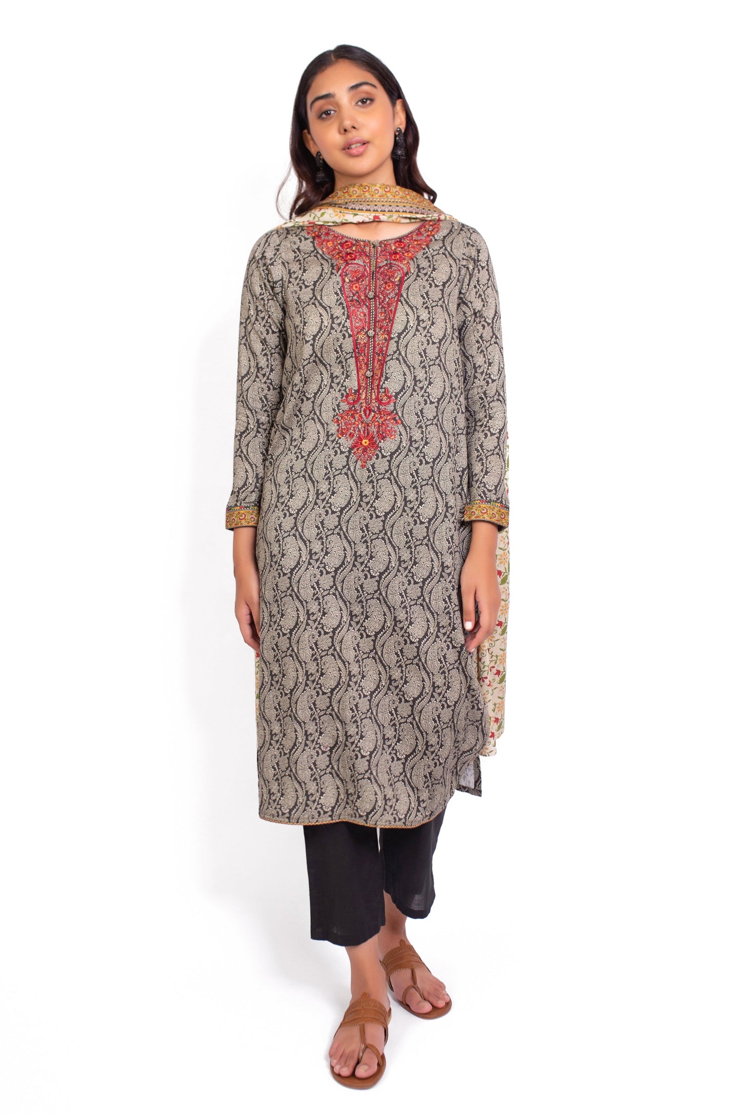 Stitched 2 Piece Embroidered Cottel Suit