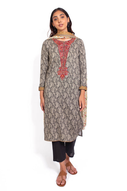 Stitched 2 Piece Embroidered Cottel Suit