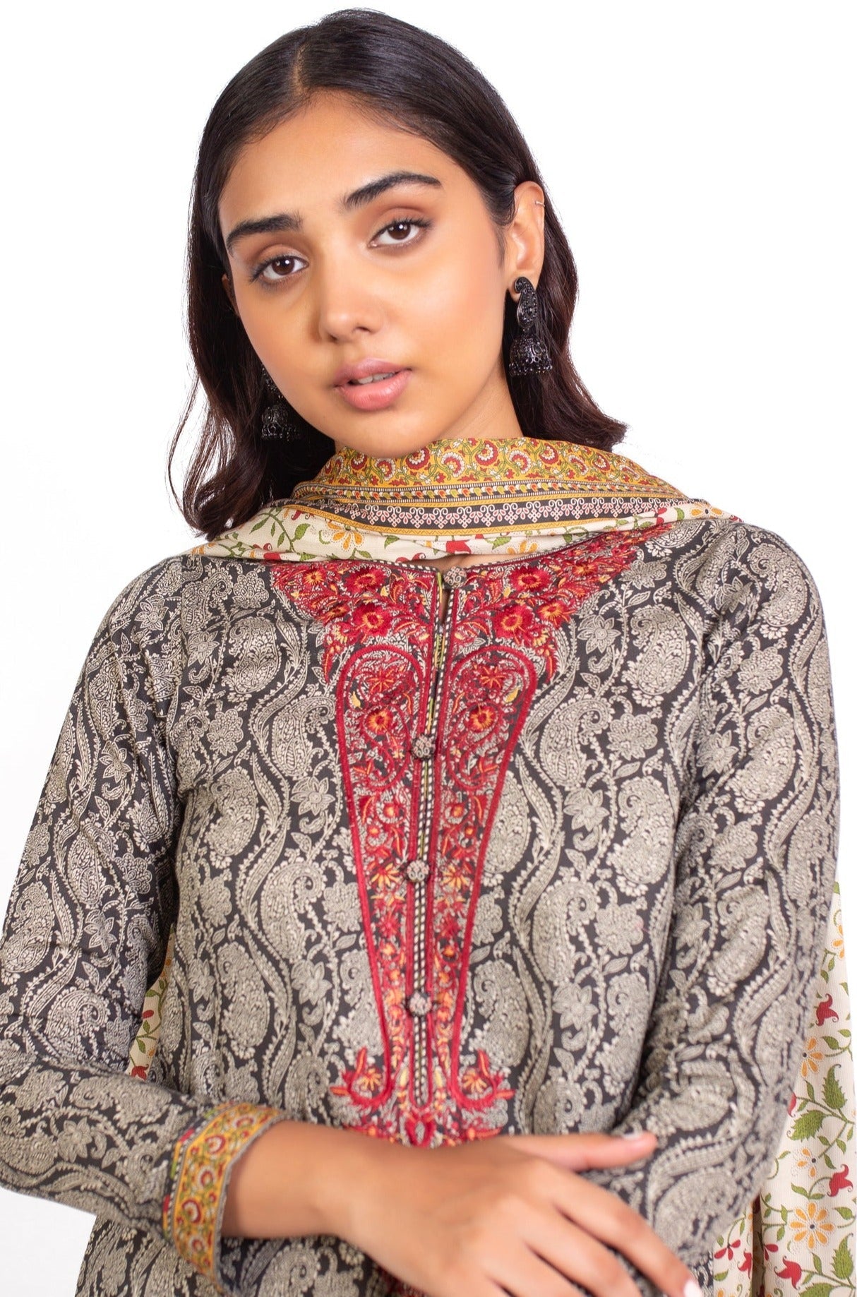 Stitched 2 Piece Embroidered Cottel Suit