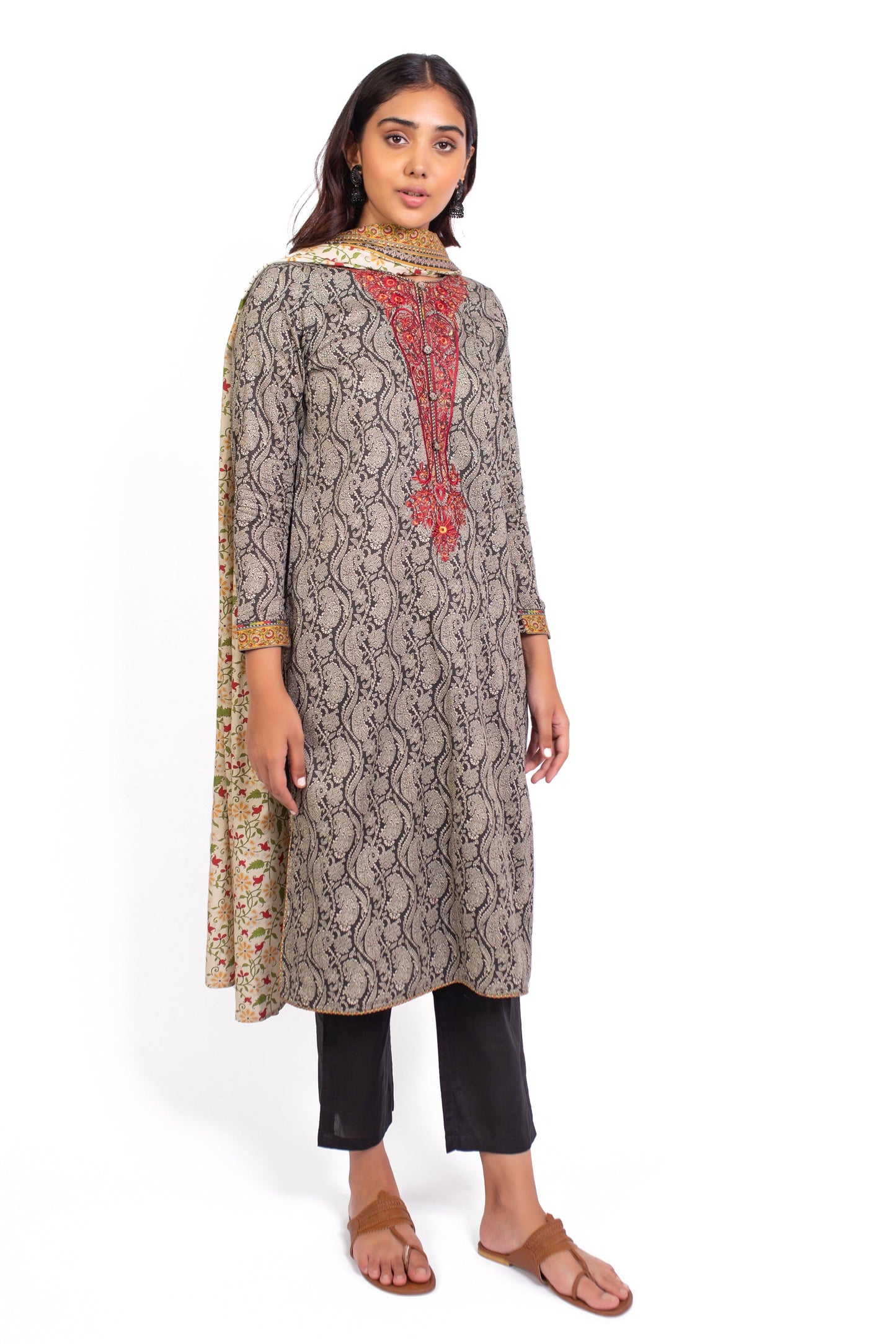 Stitched 2 Piece Embroidered Cottel Suit