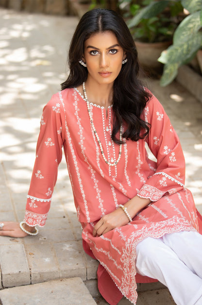 Stitched 1 Piece Chikankari Cambric Shirt