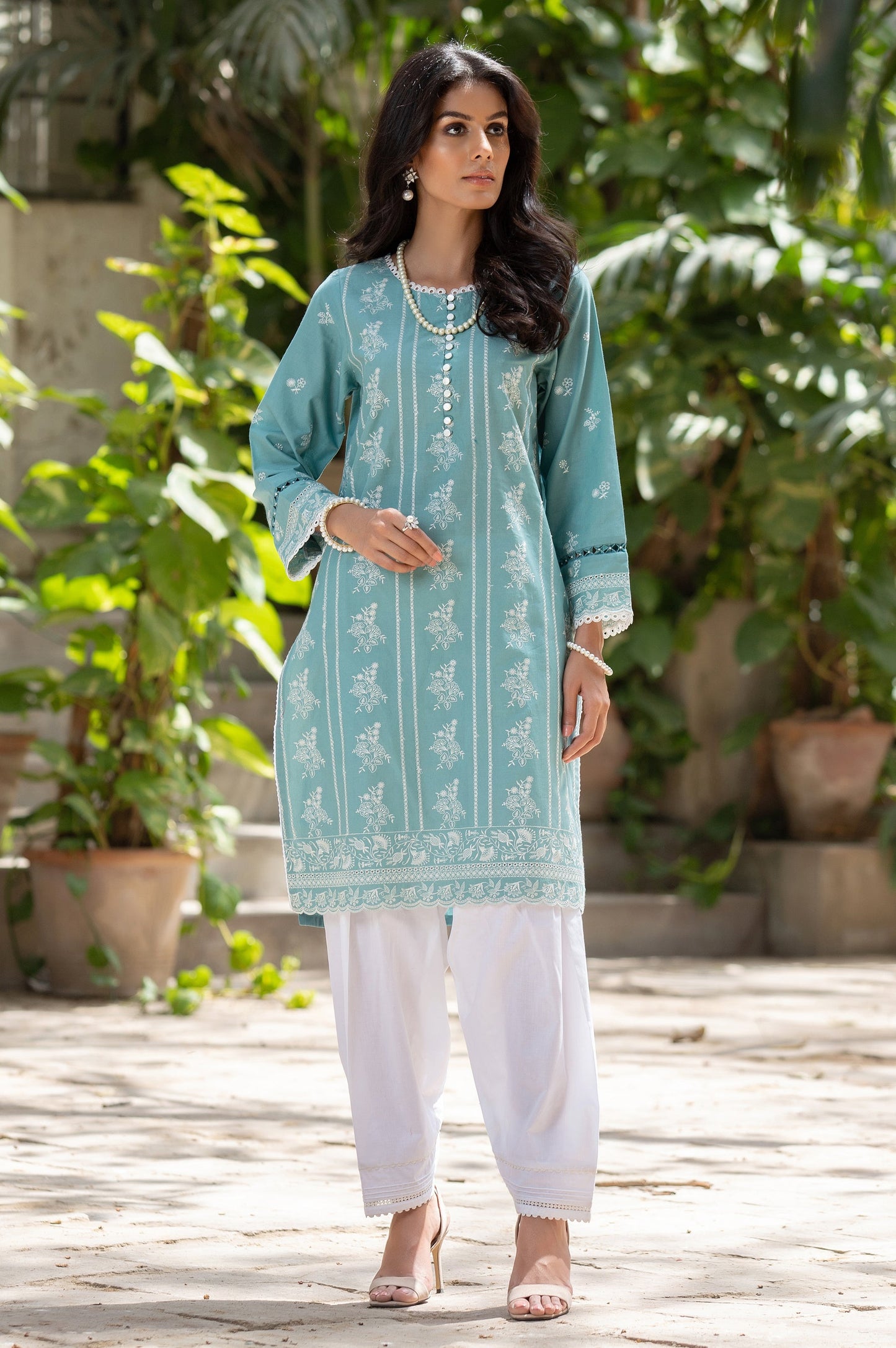 Stitched 1 Piece Chikankari Cambric Shirt