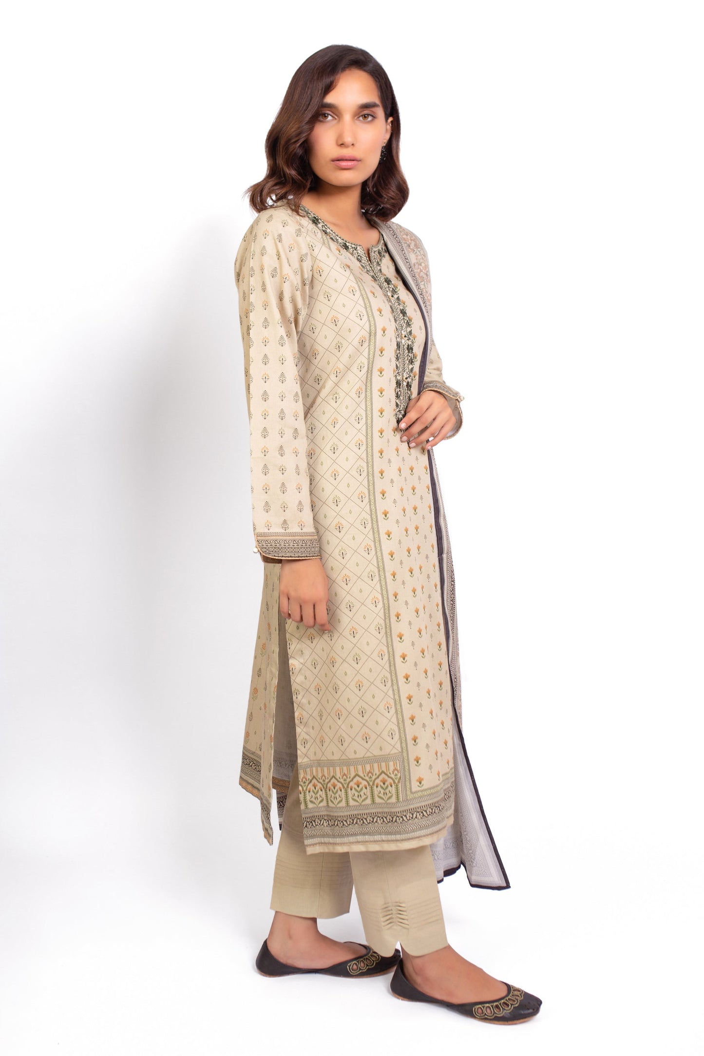 Stitched 3 Piece Embroidered Cottel Suit