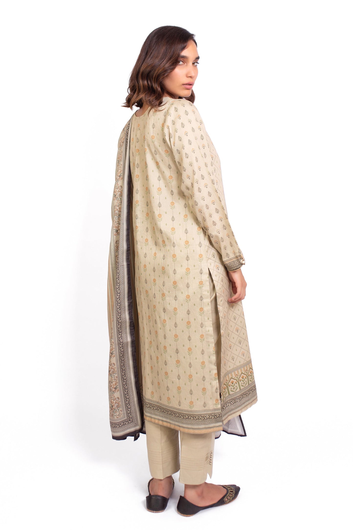 Stitched 3 Piece Embroidered Cottel Suit