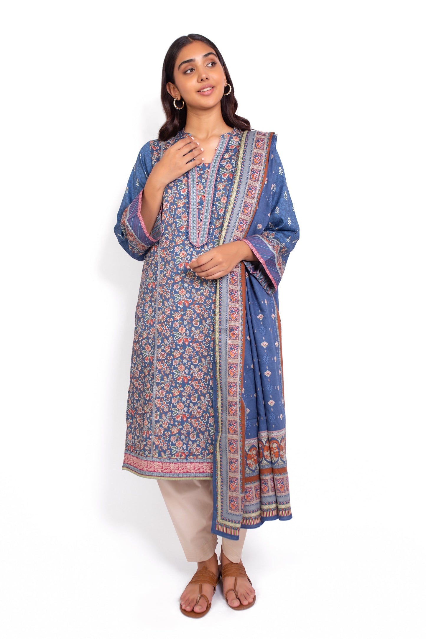 Stitched 2 Piece Printed Cottel Suit