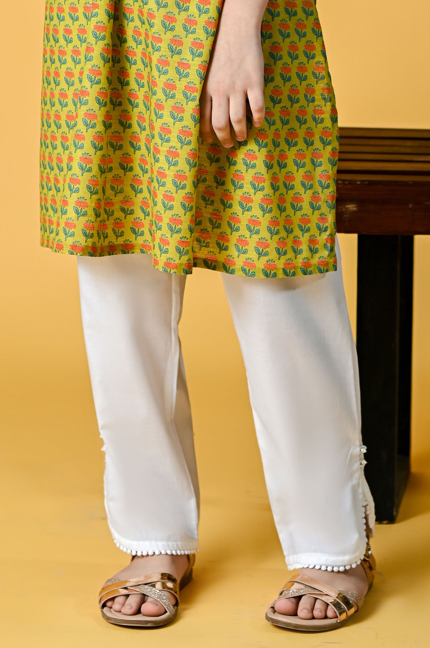 Embellished Junior Pants - White