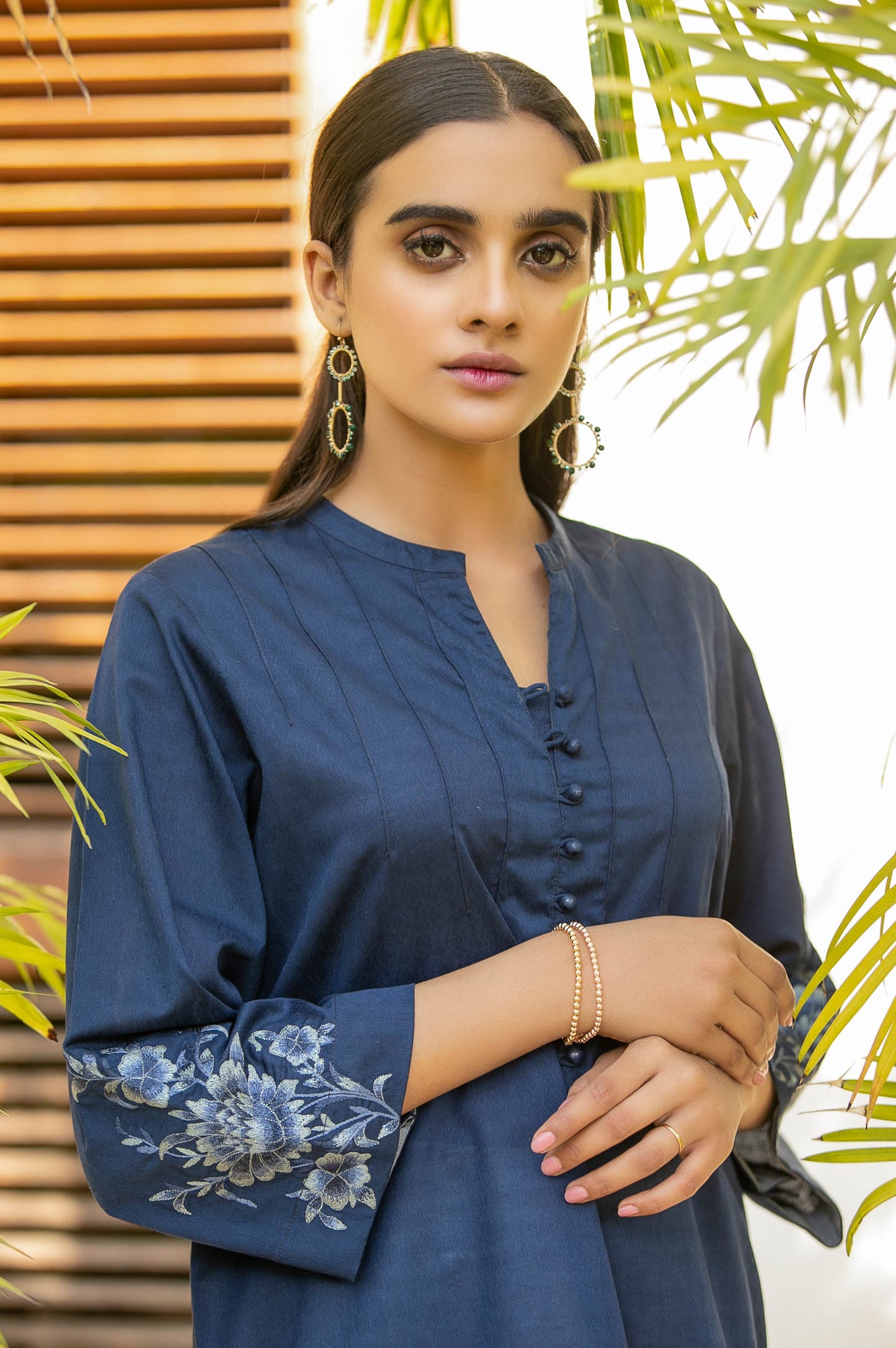 Stitched 1 Piece Embroidered Jacquard Shirt