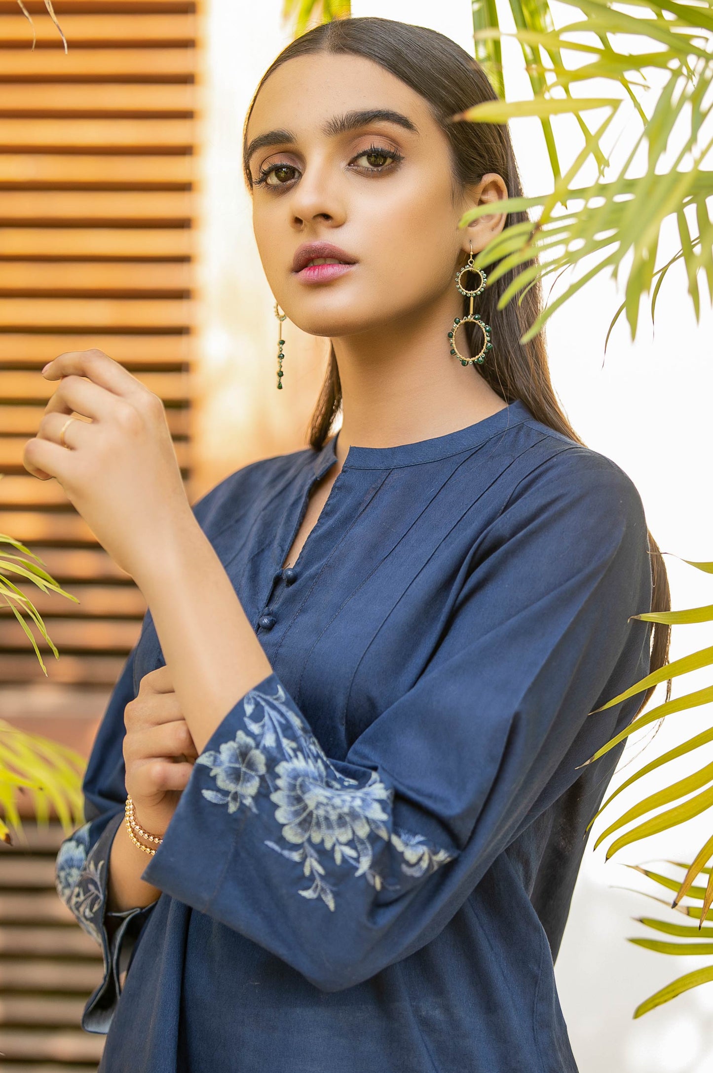 Stitched 1 Piece Embroidered Jacquard Shirt