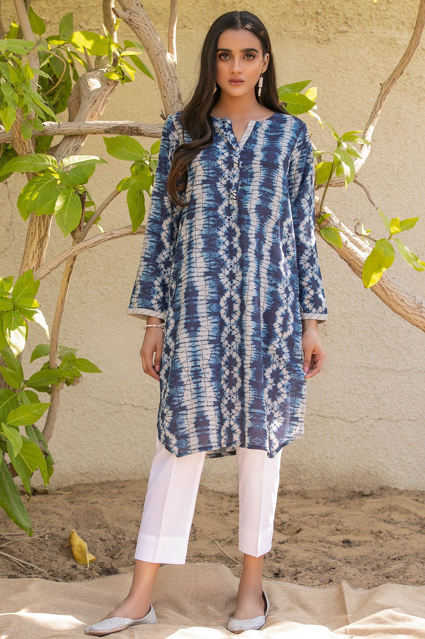 Stitched 1 Piece Printed Raw Silk Shirt