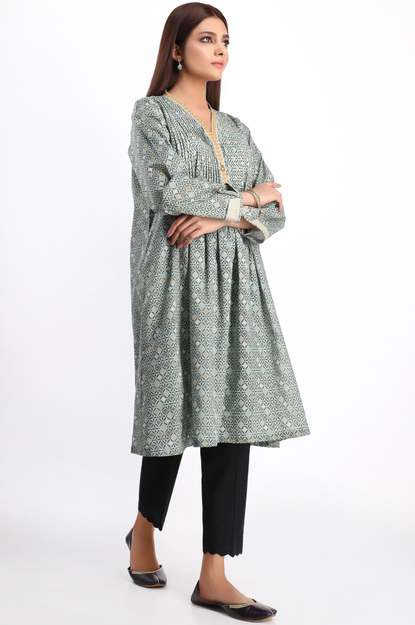 Stitched 1 Piece Digital Printed Shirt - Black