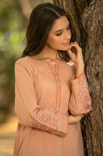 Stitched 1 Piece Embroidered Yarn Dyed Shirt