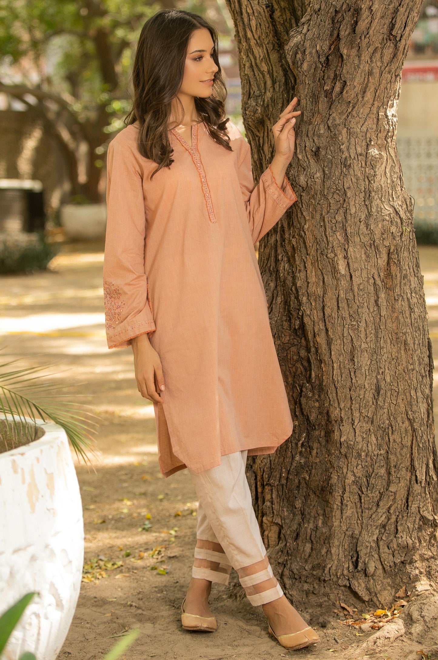 Stitched 1 Piece Embroidered Yarn Dyed Shirt