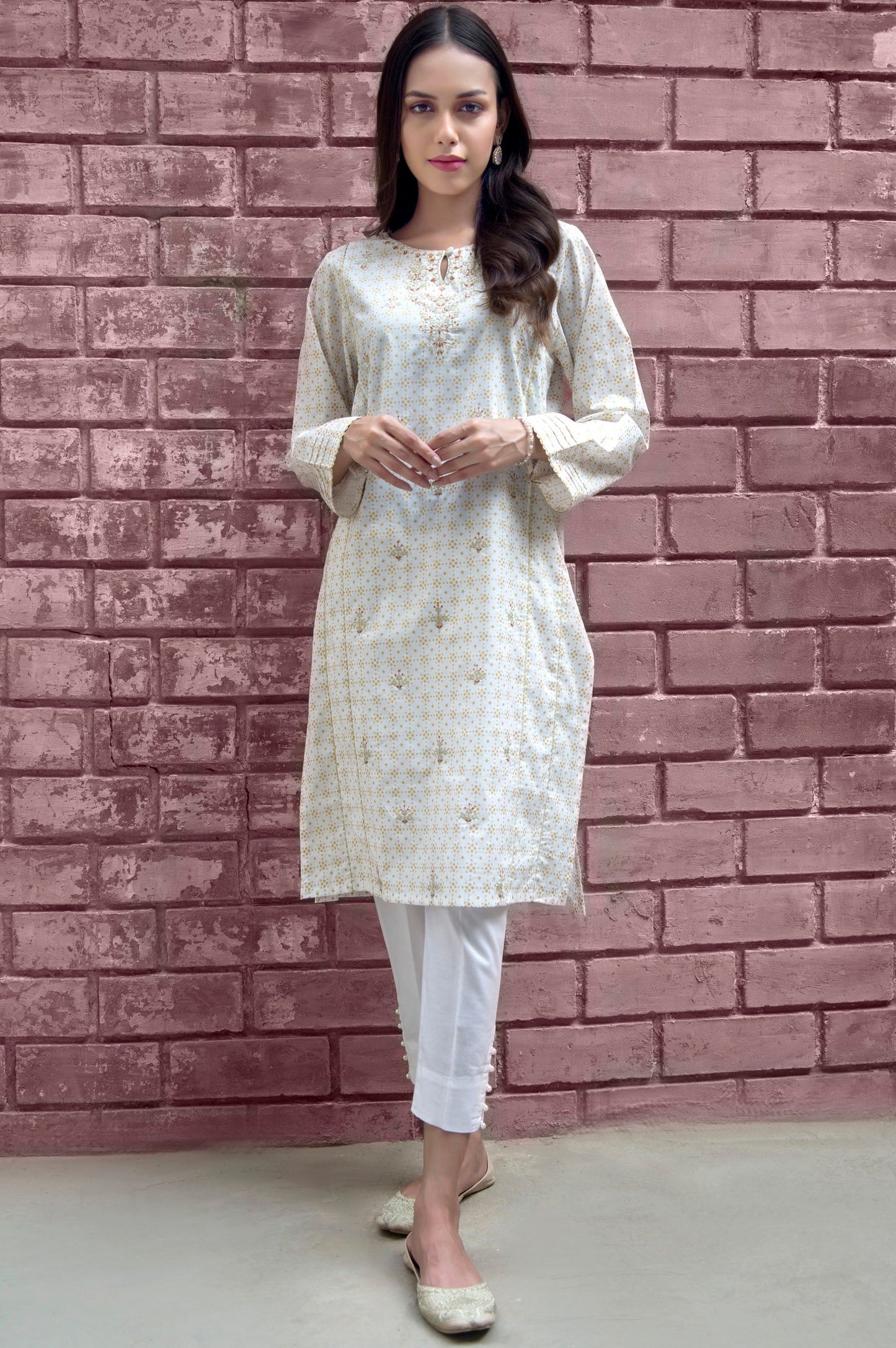 Stitched 1 Piece Embroidered Gold Past Shirt