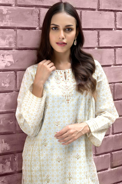 Stitched 1 Piece Embroidered Gold Past Shirt