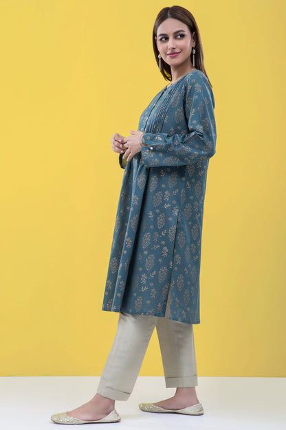 Stitched 1 Piece Embellished Jacquard Shirt