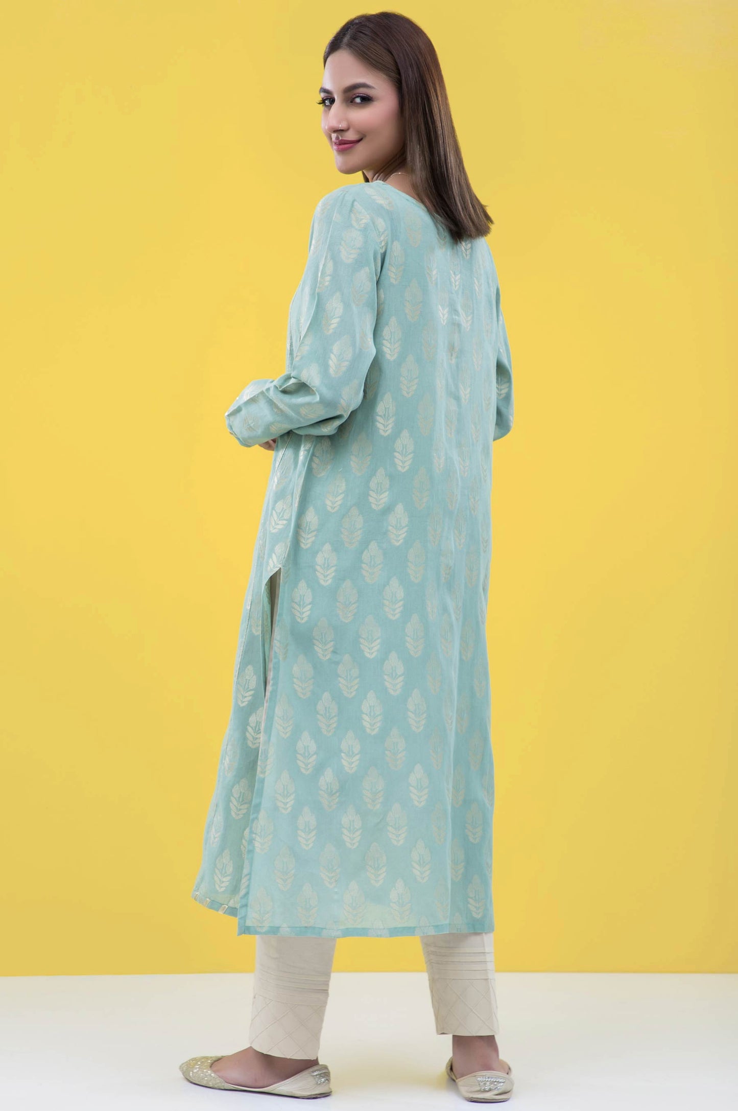 Stitched 1 Piece Embellished Jacquard Shirt