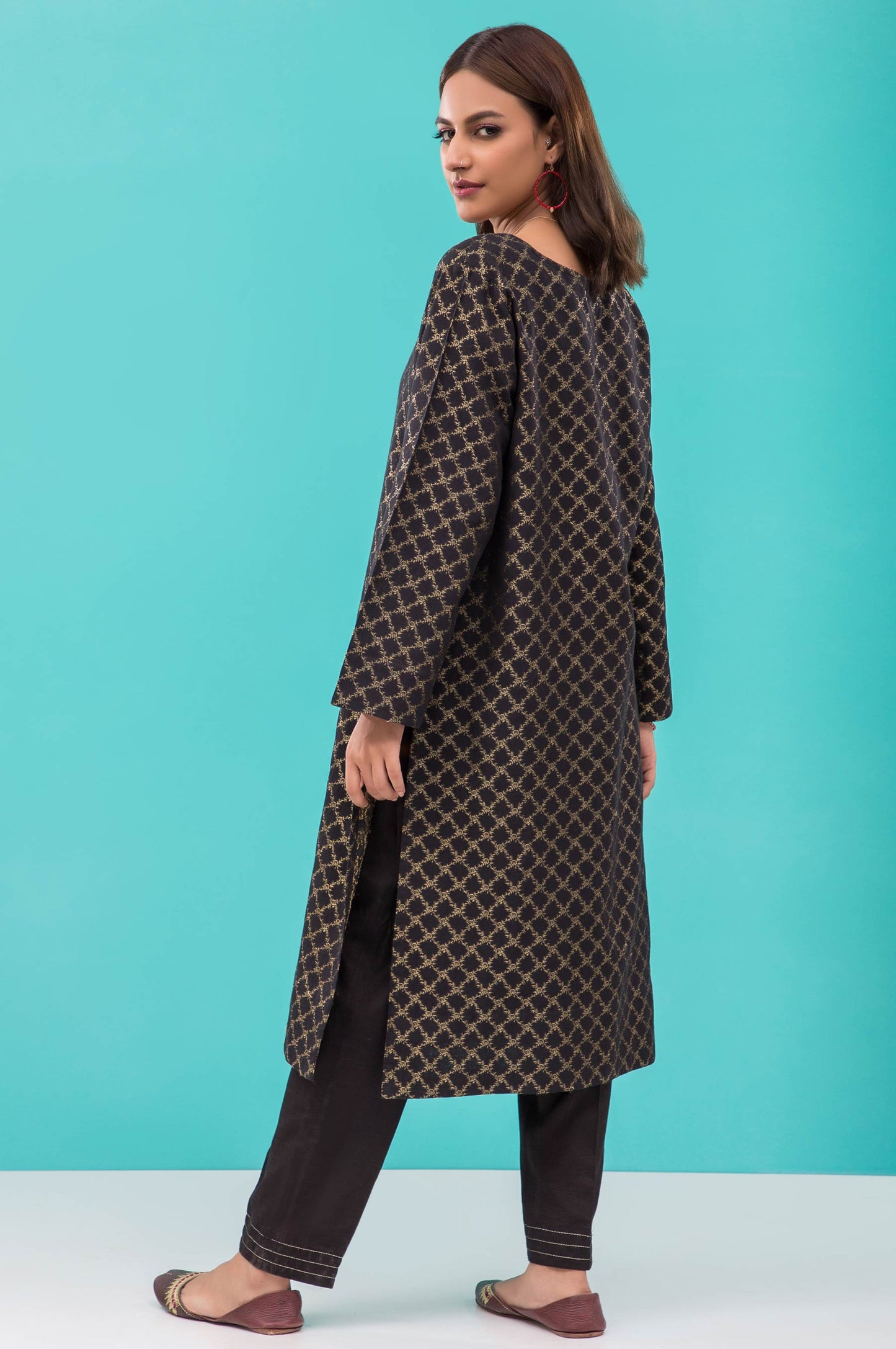 Stitched 1 Piece Embellished Jacquard Shirt