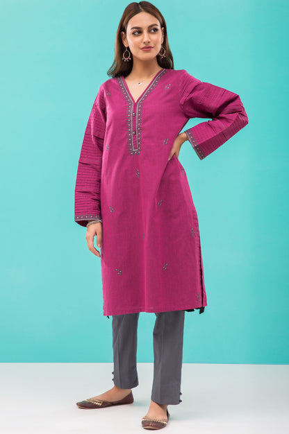 Stitched 1 Piece Embroidered Yarn Dyed Shirt