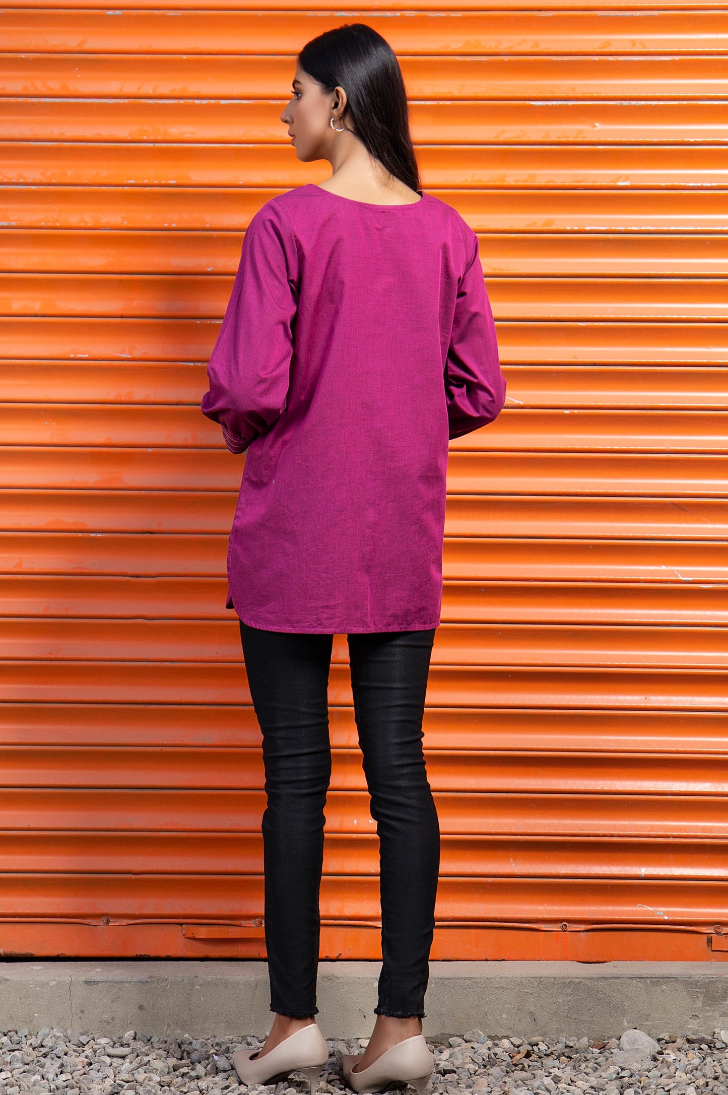 Stitched 1 Piece Embroidered Yarn Dyed Shirt