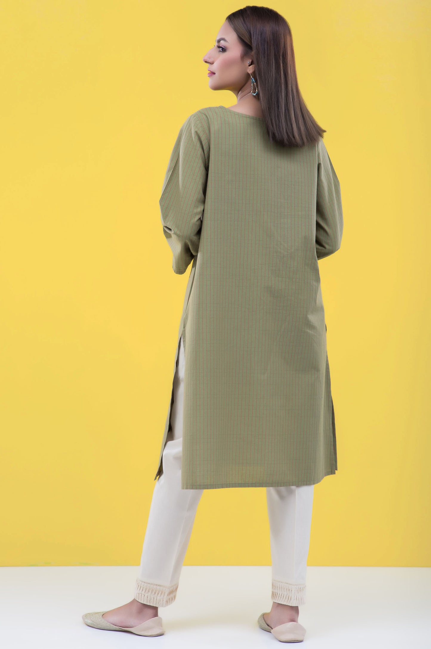 Stitched 1 Piece Embroidered Yarn Dyed Shirt