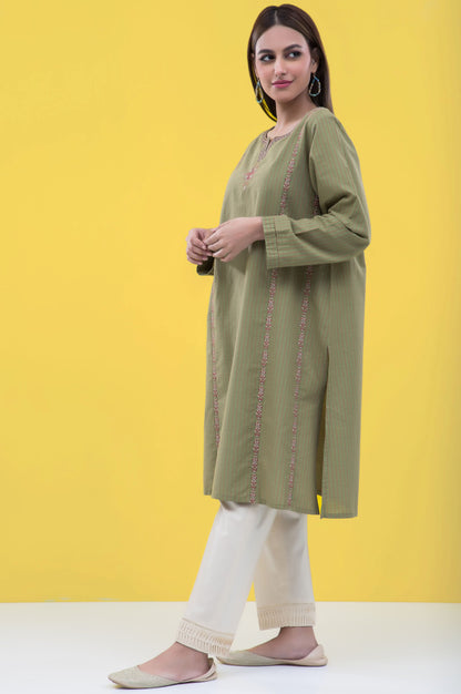 Stitched 1 Piece Embroidered Yarn Dyed Shirt