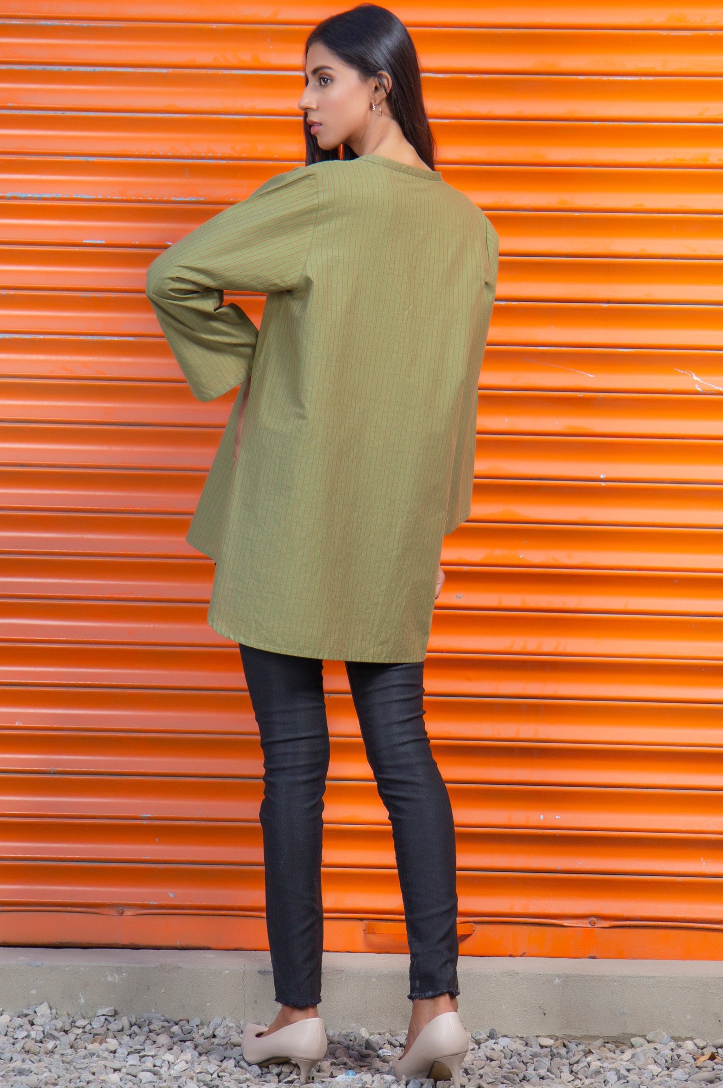 Stitched 1 Piece Embellished Yarn Dyed Shirt