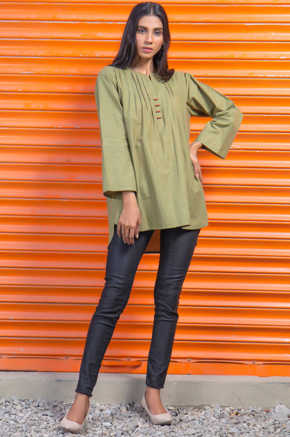 Stitched 1 Piece Embellished Yarn Dyed Shirt