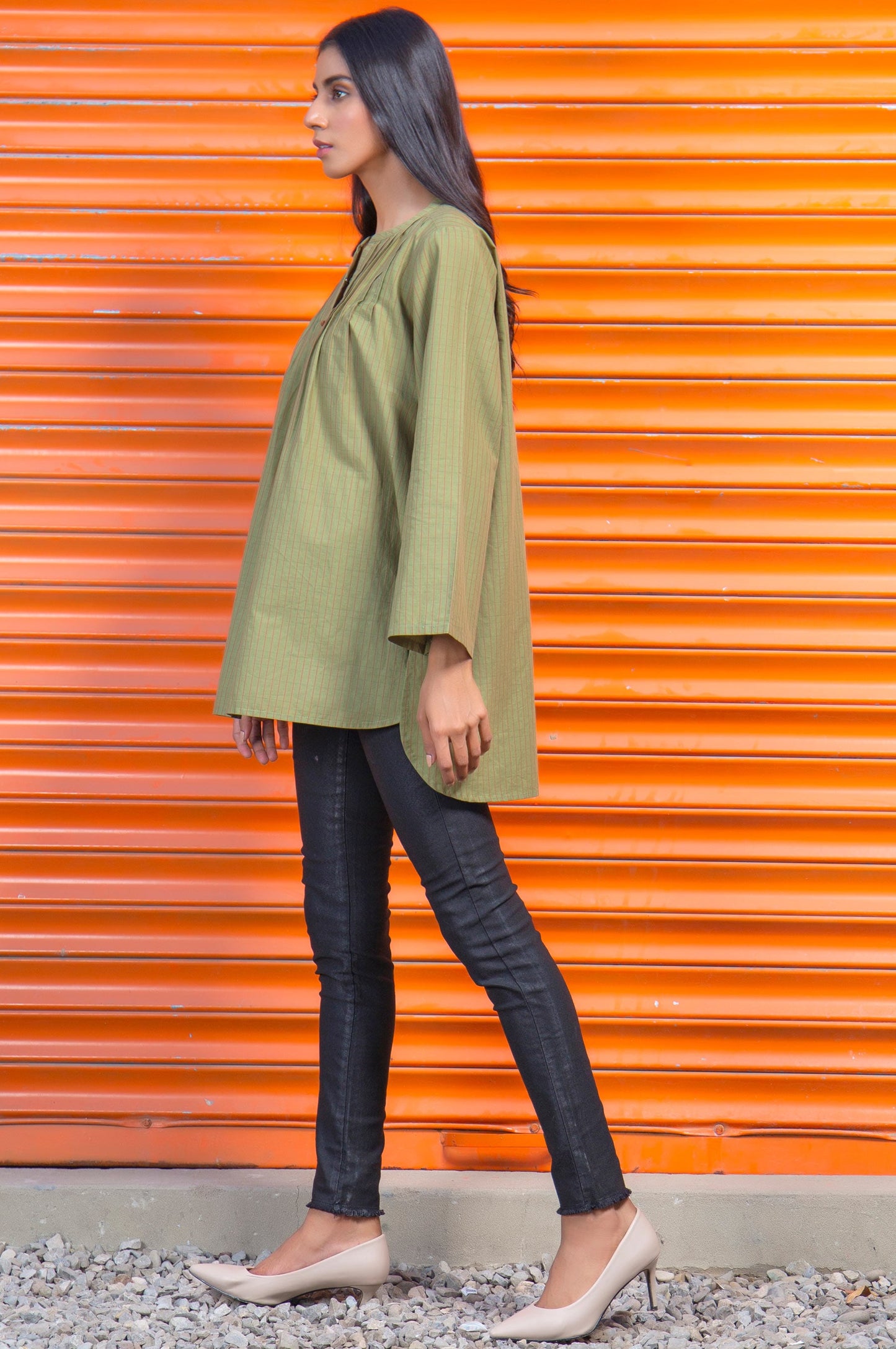 Stitched 1 Piece Embellished Yarn Dyed Shirt