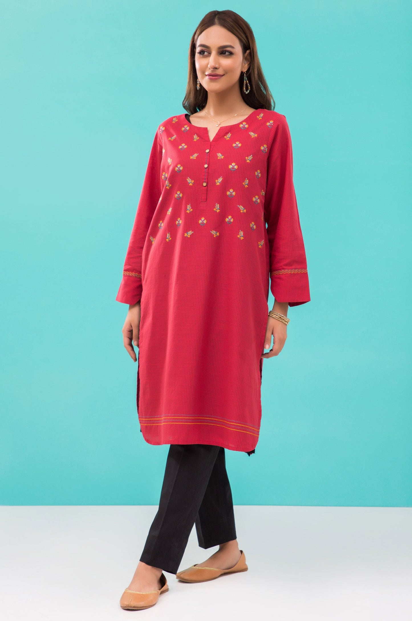 Stitched 1 Piece Embroidered Yarn Dyed Shirt